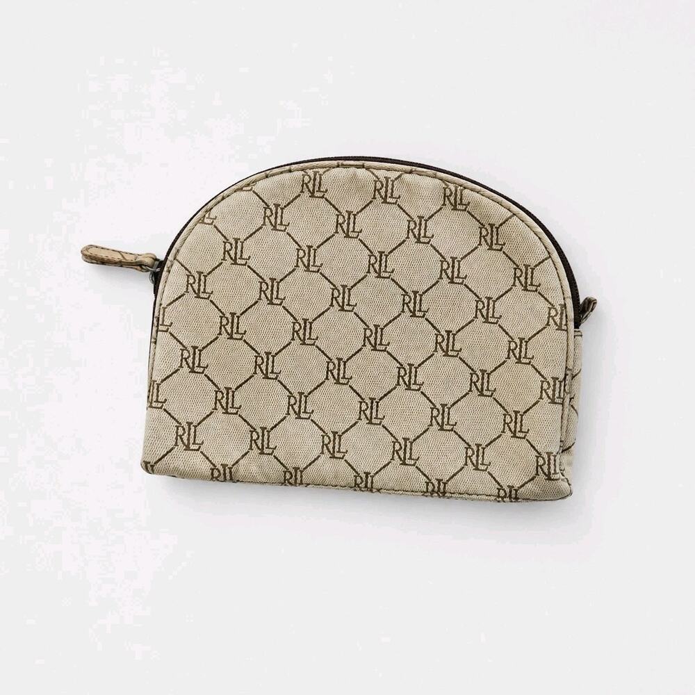 Vintage Lauren Ralph Lauren RL Monogram Cosmetic Travel Toiletry Pouch